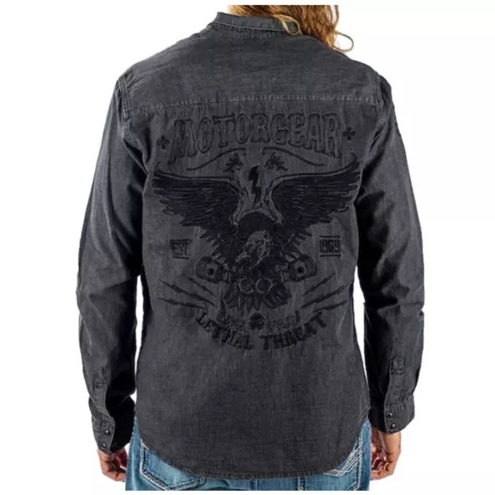 Men's  LETHAL THREAT - button down -MOTOR GEAR PISTON EAGLE  design